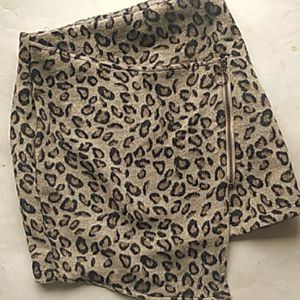 Asymmetrical Leopard Print wrap Skirt